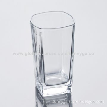 Machine Press Drinking Glass in Square Shape, Available in Various Sizes